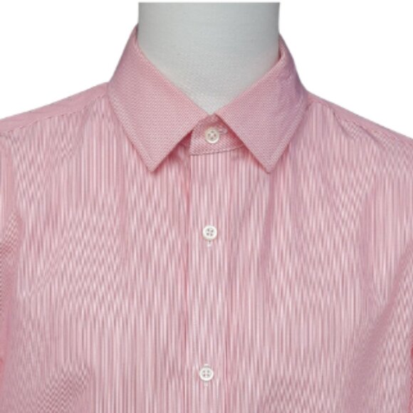 Banana Republic SZ L Slim Fit 100% Cotton Orange Striped Men's Button Up Shirt - Picture 15 of 15